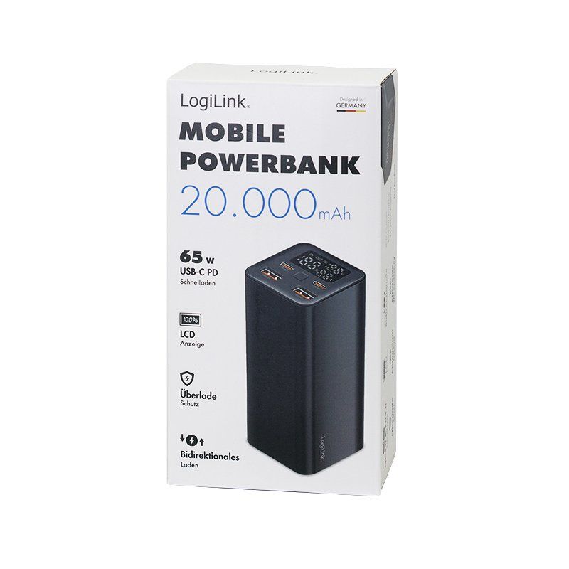 LogiLink PA0350 banque d'alimentation électrique Lithium Polymère (LiPo) 20000 mAh Noir
