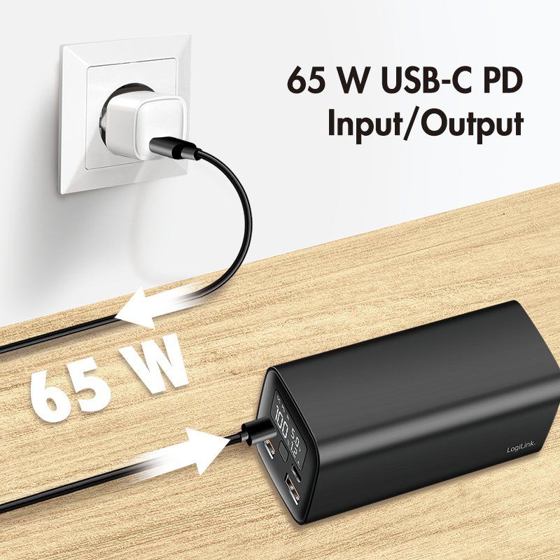 LogiLink PA0350 banque d'alimentation électrique Lithium Polymère (LiPo) 20000 mAh Noir