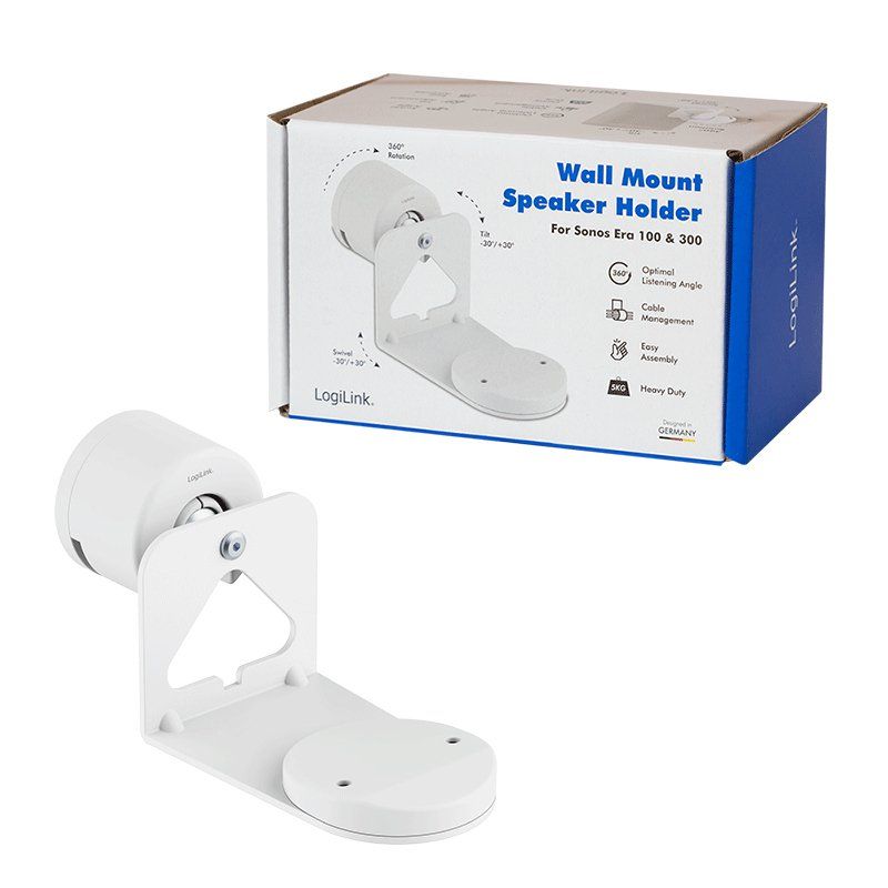 LogiLink BP0207W support de haut-parleurs Mur Plastique, Acier Blanc