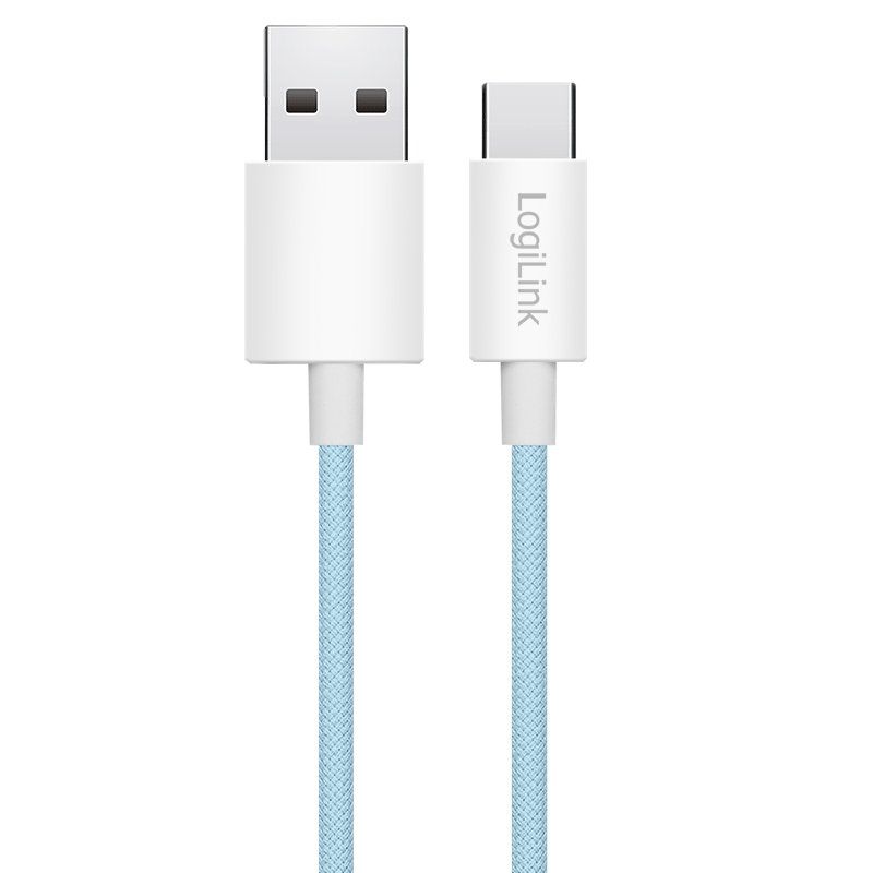 LogiLink USB 2.0 Type-C cable, C/M to A/M, nylon jacket, 60W, blue, 0.5 m