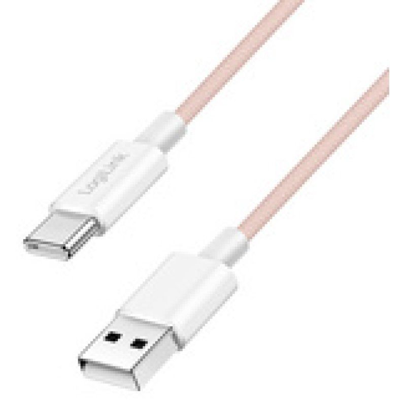 LogiLink USB 2.0 Type-C cable, C/M to A/M, nylon jacket, 60W, yellow, 1 m