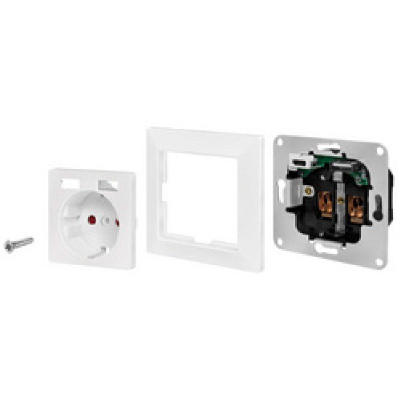 LogiLink Unterputz-Steckdose, 1x CEE 7/3, 1x USB-A, 1x USB-C