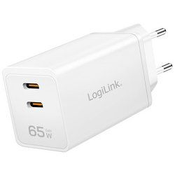 LogiLink Chargeur secteur USB, 2x USB-C PD, 65 W, blanc