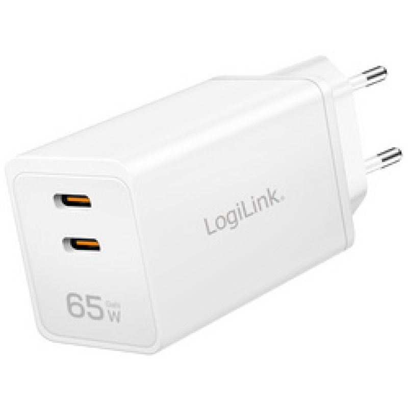 LogiLink Chargeur secteur USB, 2x USB-C PD, 65 W, blanc