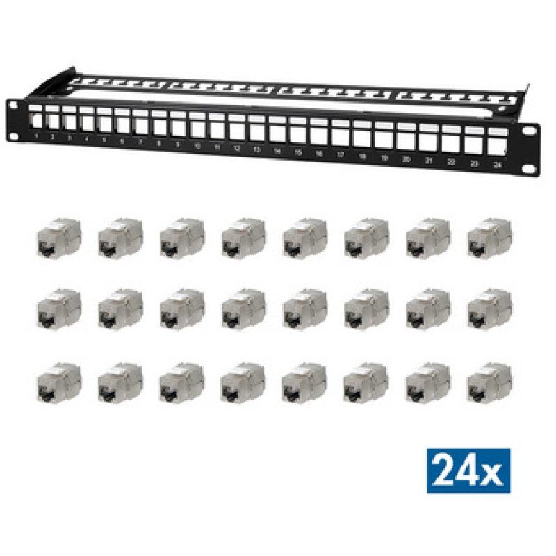 LogiLink 19" Modular Keystone Patch Panel PrimeLine, 24 Port