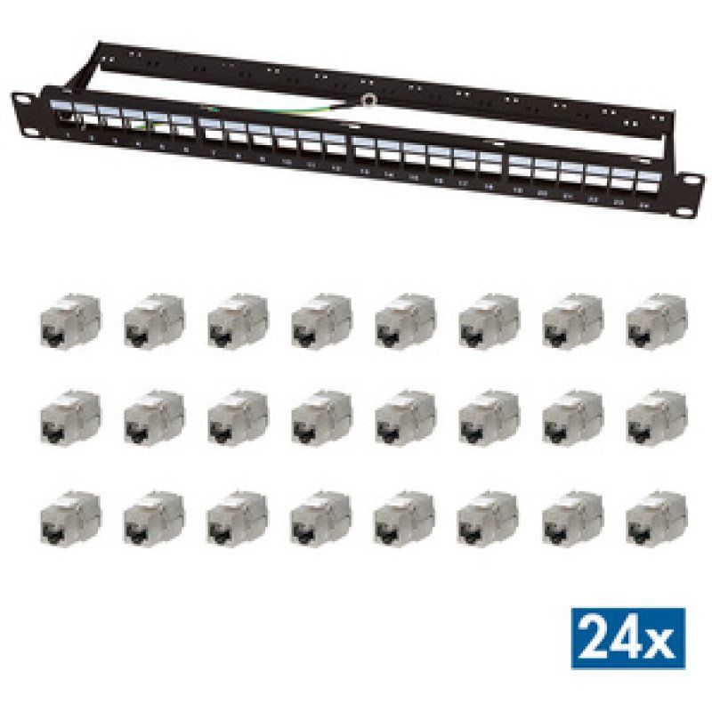 LogiLink 19" Modular Keystone Patch Panel EconLine, 24 Port