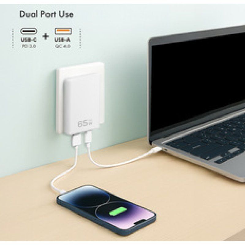 LogiLink USB-Steckdosenadapter, USB-A & USB-C, 65 Watt, weiß