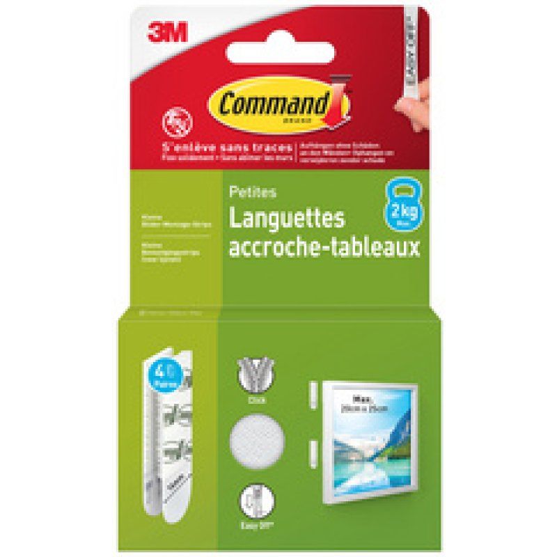 3M Command Languettes accroche-tableaux, taille: S, noir