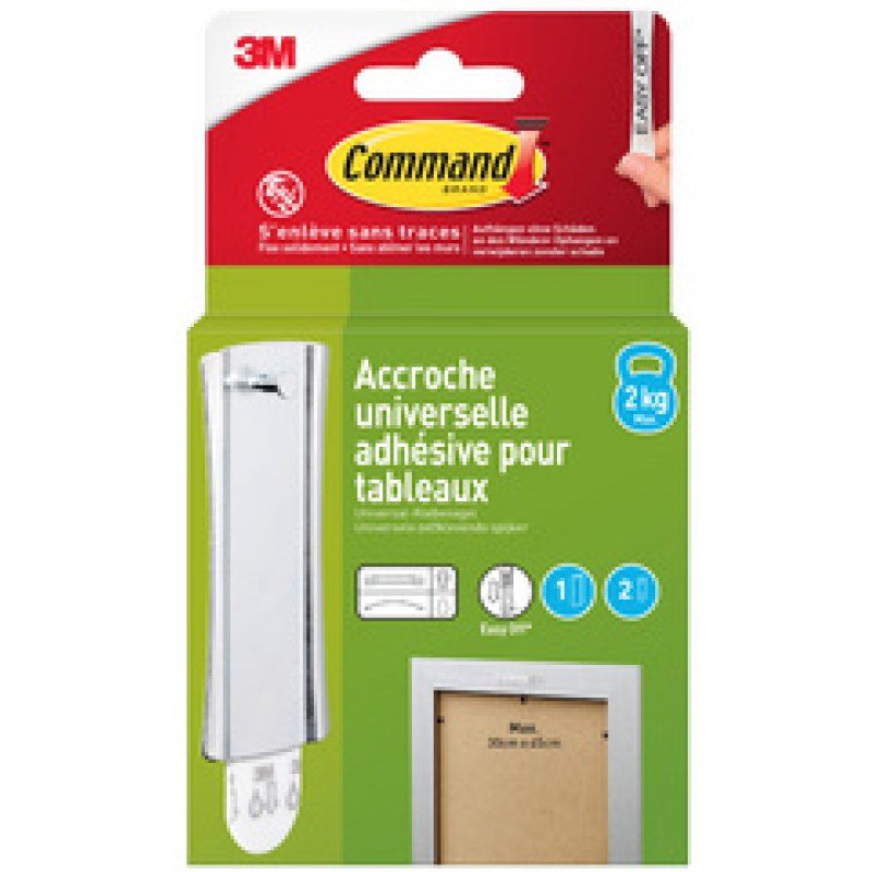 3M Command Crochet de fixation universel, XL, argent