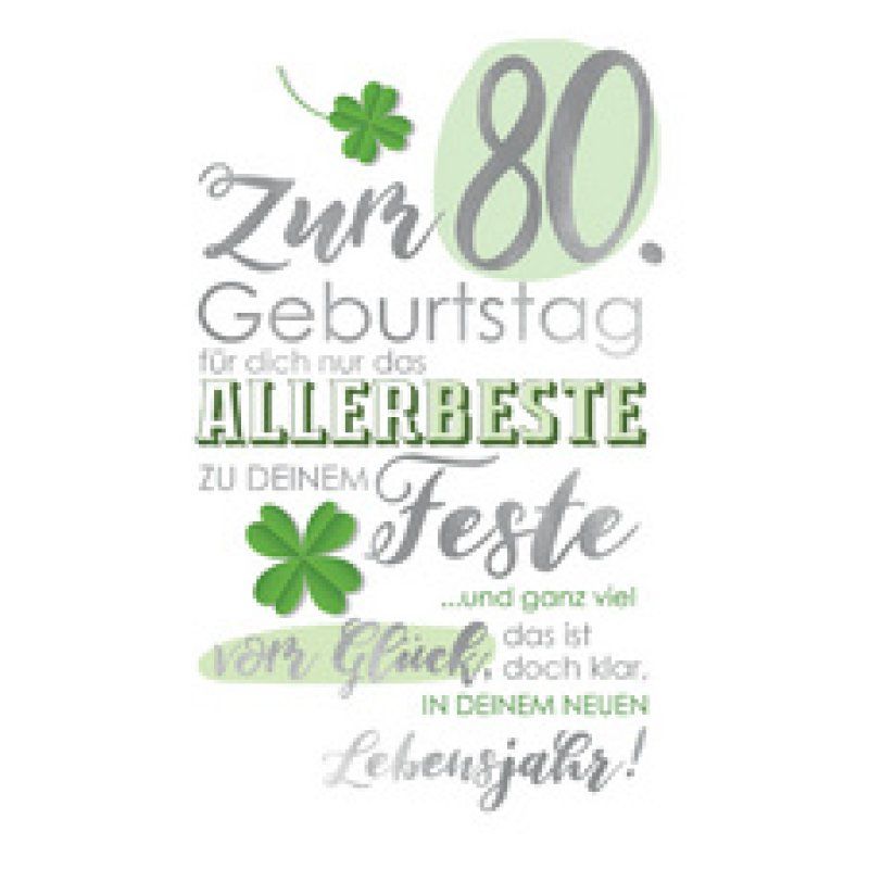 CACTUS Geburtstagskarte "Kleeblatt" - 80. Geburtstag