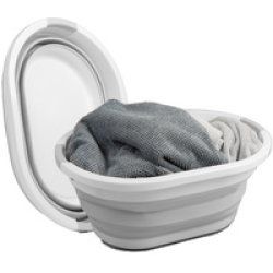Linden Berg Corbeille à linge, pliable, gris/blanc
