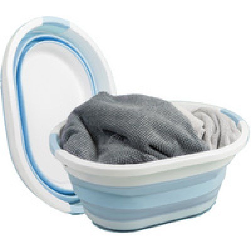 Linden Berg Corbeille à linge, pliable, pétrole/blanc