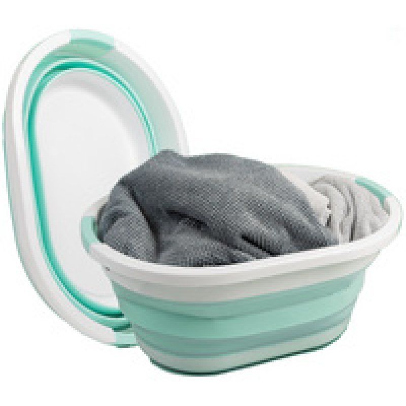 Linden Berg Corbeille à linge, pliable, turquoise/blanc