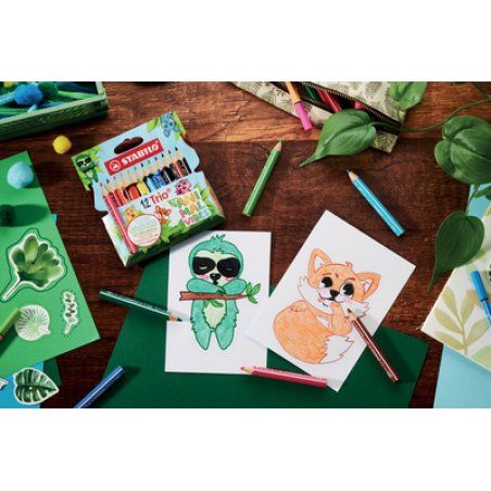 STABILO Crayon de couleur Trio Animal Vibes, étui de 12