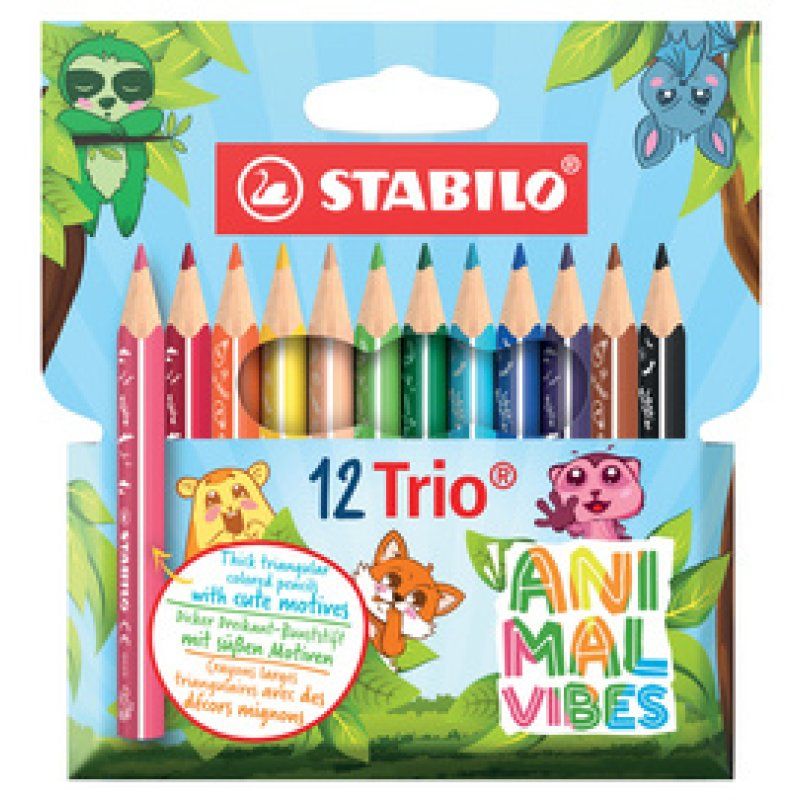 STABILO Crayon de couleur Trio Animal Vibes, étui de 12