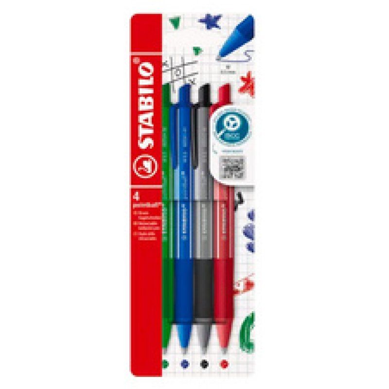 STABILO Stylo bille rétractable pointball colorful, 4 pièces