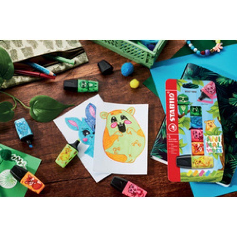 STABILO Surligneur BOSS MINI Animal Vibes, étui carton de 3