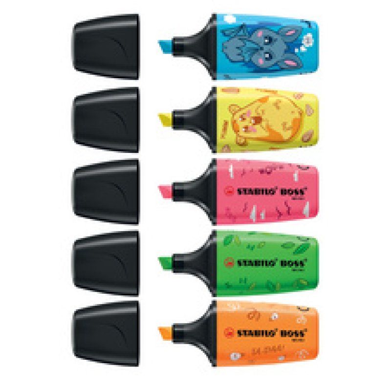 STABILO Surligneur BOSS MINI Animal Vibes, étui carton de 3