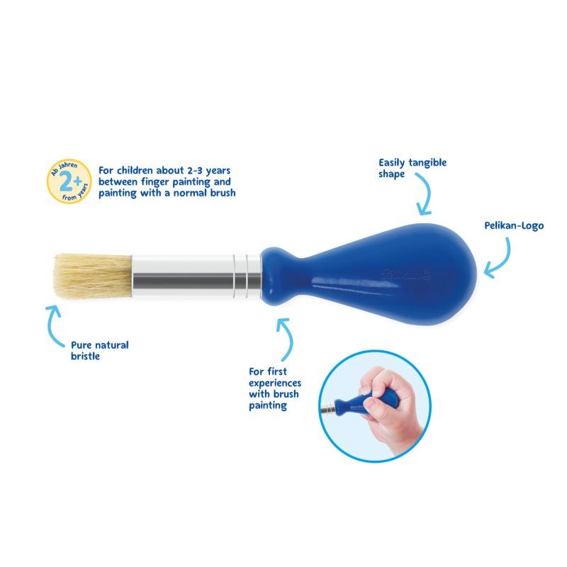 Pelikan Pinceau pour petits enfants, manche bombé, bleu