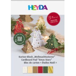 HEYDA Bloc de cartons "Étoiles de Noël", A4, 12 feuilles
