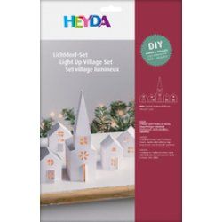 HEYDA Kit village illuminé Maisons & église carton, 5 pièces