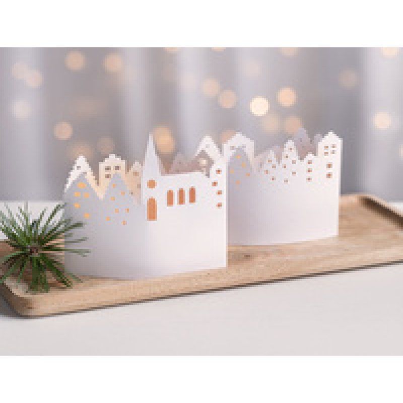 HEYDA Kit village illuminé Leporello, carton, 130 mm, blanc