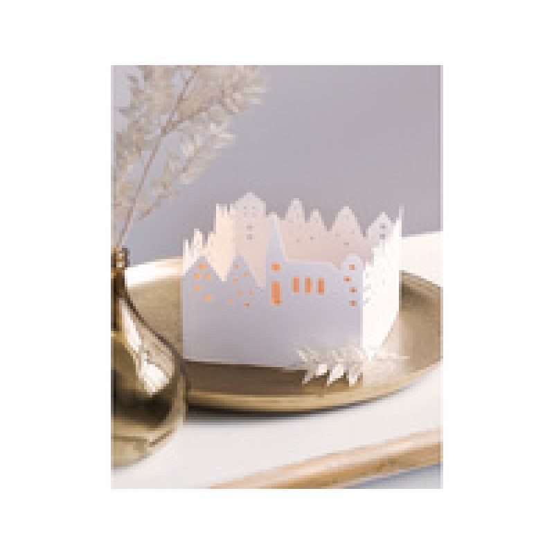 HEYDA Kit village illuminé Leporello, carton, 130 mm, blanc