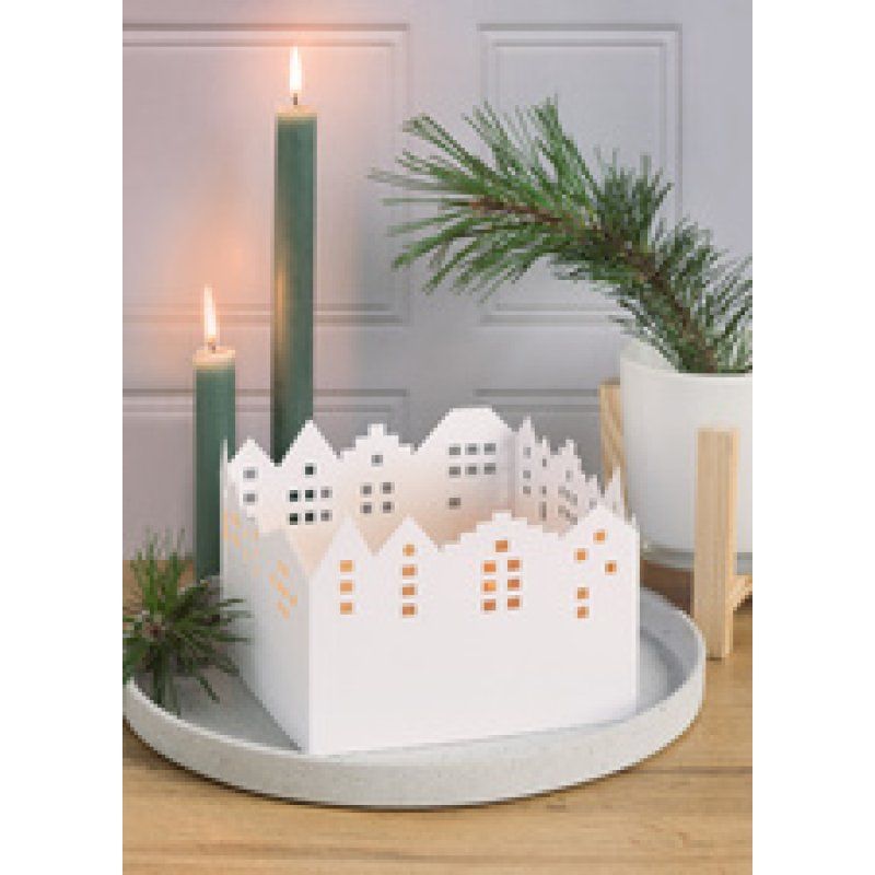 HEYDA Kit village illuminé Leporello, carton, 100 mm, blanc