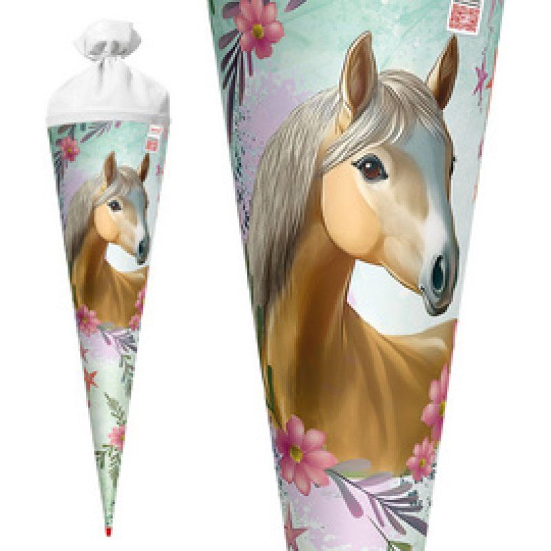 ROTH Schultüte "Pferd Bella", rund, 700 mm, mit Wollmähne