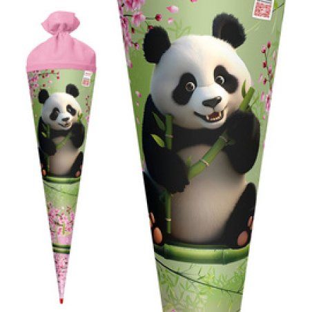 ROTH Schultüte "Panda", eckig, 850 mm, mit Glitzerborte