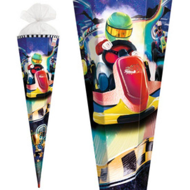 ROTH Schultüte "Kart Race", eckig, 850 mm, Folie