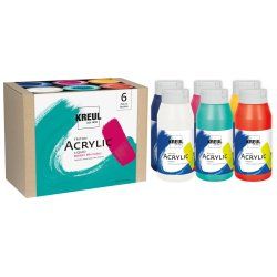 KREUL Triton Acrylic Liquid Set Modern Mix Colors peinture acrylique 750 ml Bleu, Magenta, Turquoise, Blanc, Jaune Tuyau