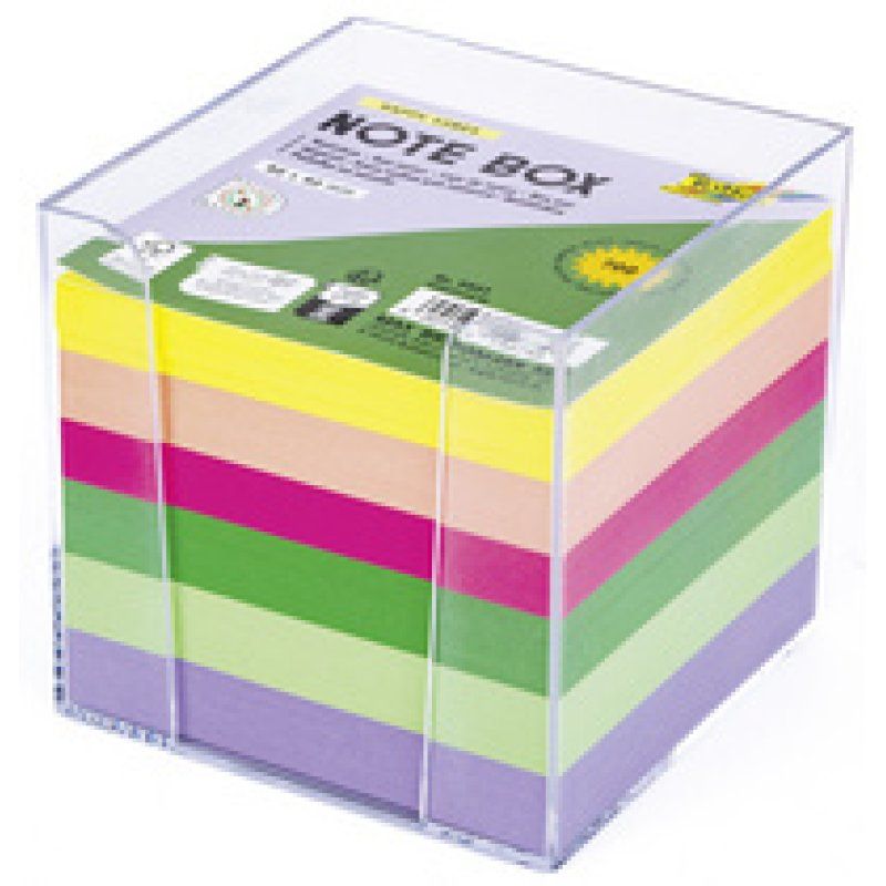 folia Bloc cube avec boîtier, 90 x 90 mm, transparent/blanc