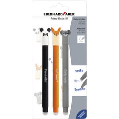 EBERHARD FABER Stylo encre gel Animal Erase it! blister de 3