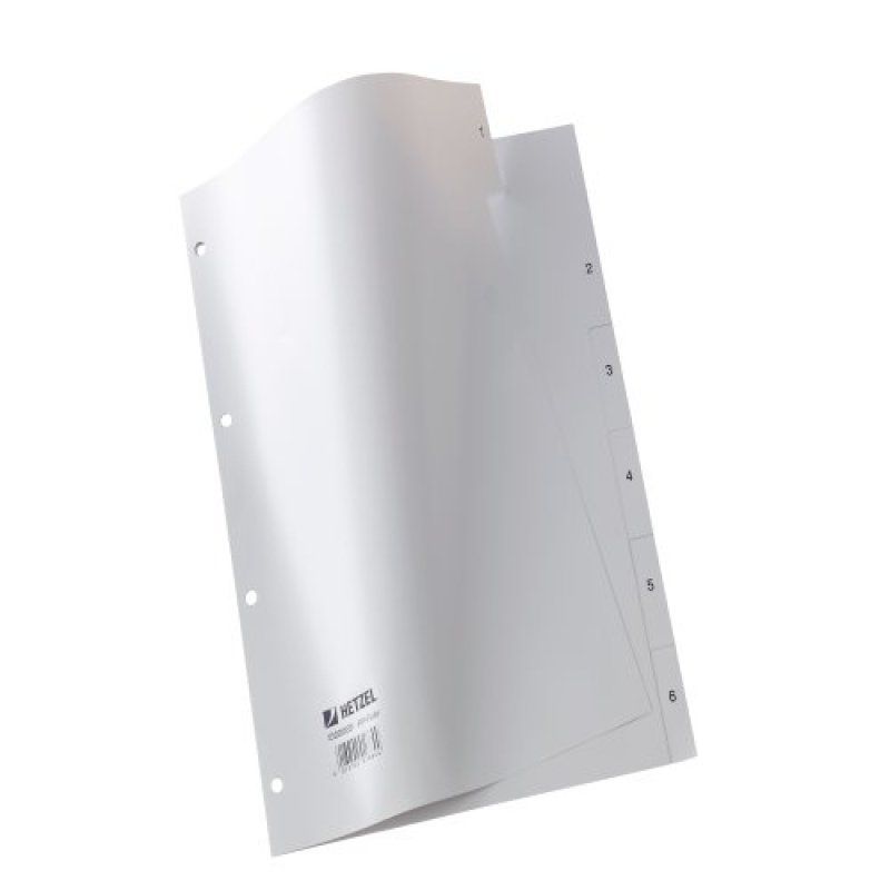 HETZEL intercalaires en plastique, chiffres, A4, 1-6, PP,