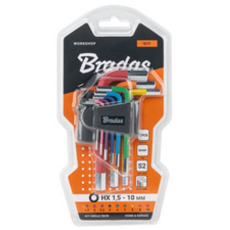 Bradas Jeu de clés Allen, 9 pièces, multicolore