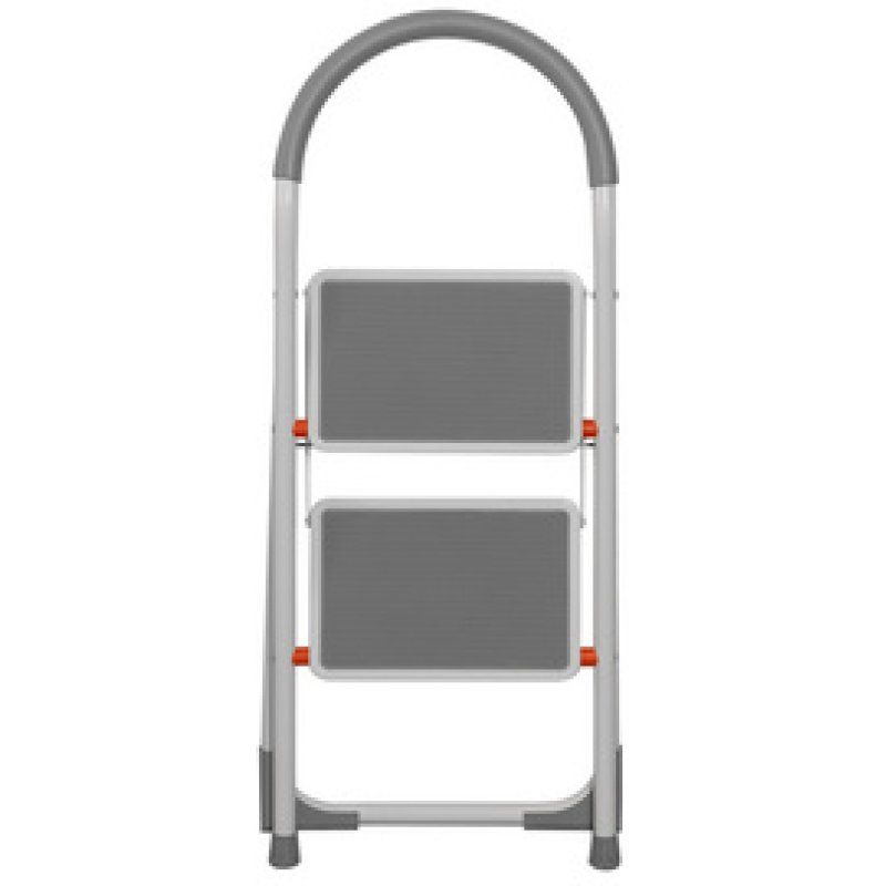 Bradas Escabeau pliable en acier, 2 niveaux, blanc/gris