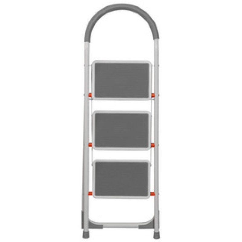 Bradas Escabeau pliable en acier, 3 niveaux, blanc/gris