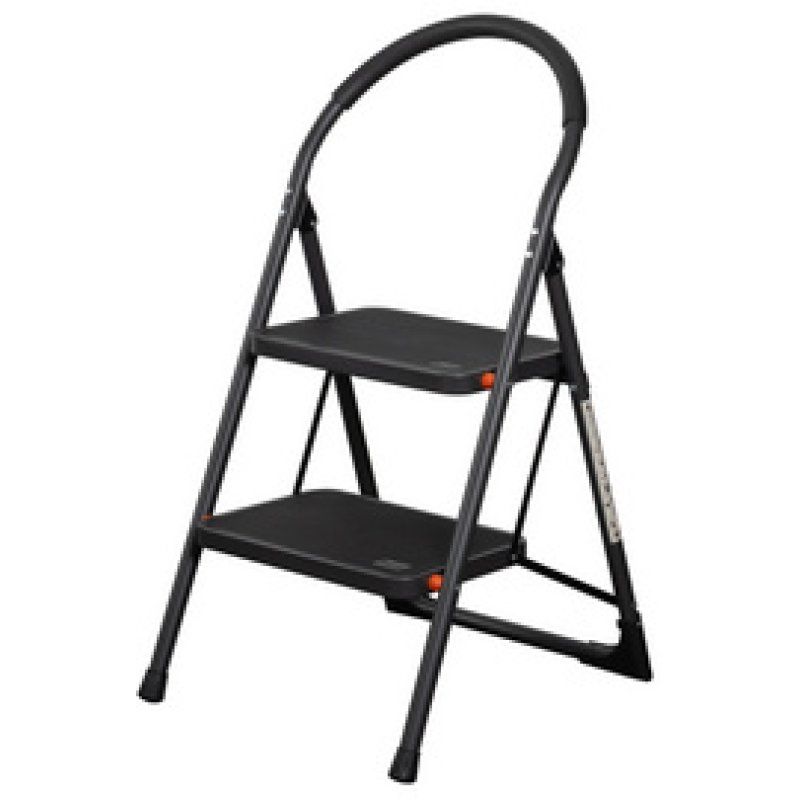 Bradas Escabeau pliable en acier, 2 niveaux, noir