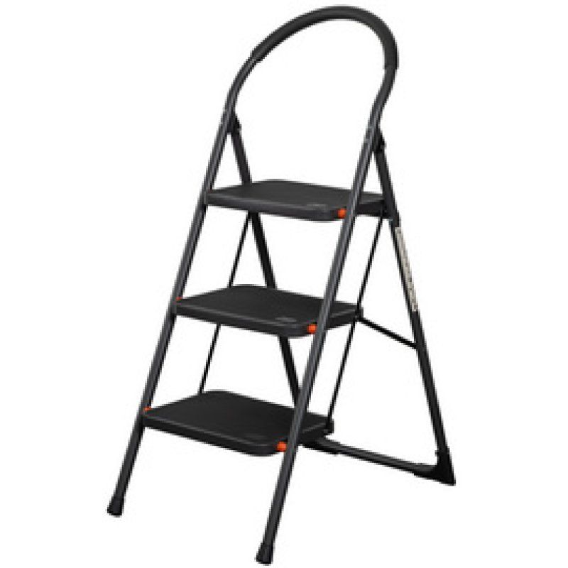 Bradas Escabeau pliable en acier, 2 niveaux, noir