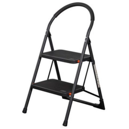 Bradas Escabeau pliable en acier, 4 niveaux, noir