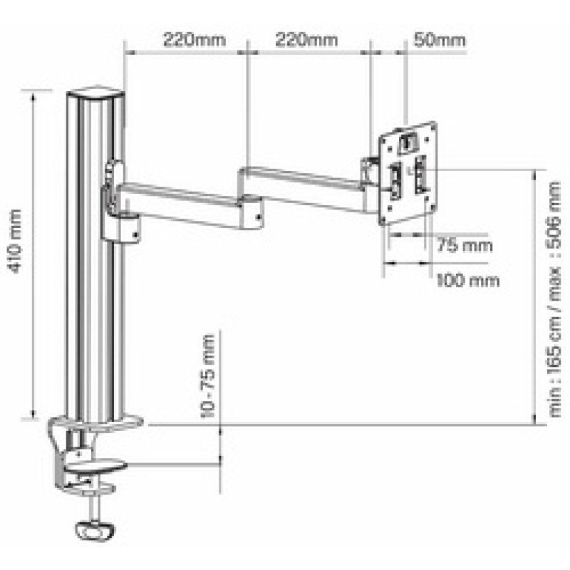 UNiLUX Bras support pour écran AXIO, pince, noir
