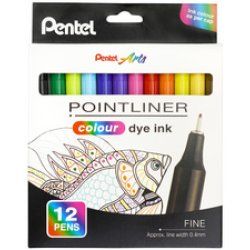 PentelArts Feutre POINTLINER colour dye ink, étui de 12