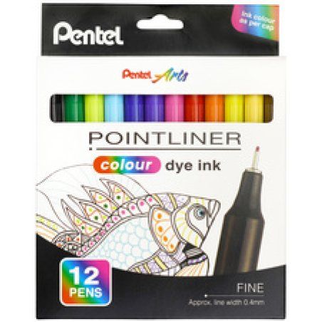 PentelArts Feutre POINTLINER colour dye ink, étui de 6