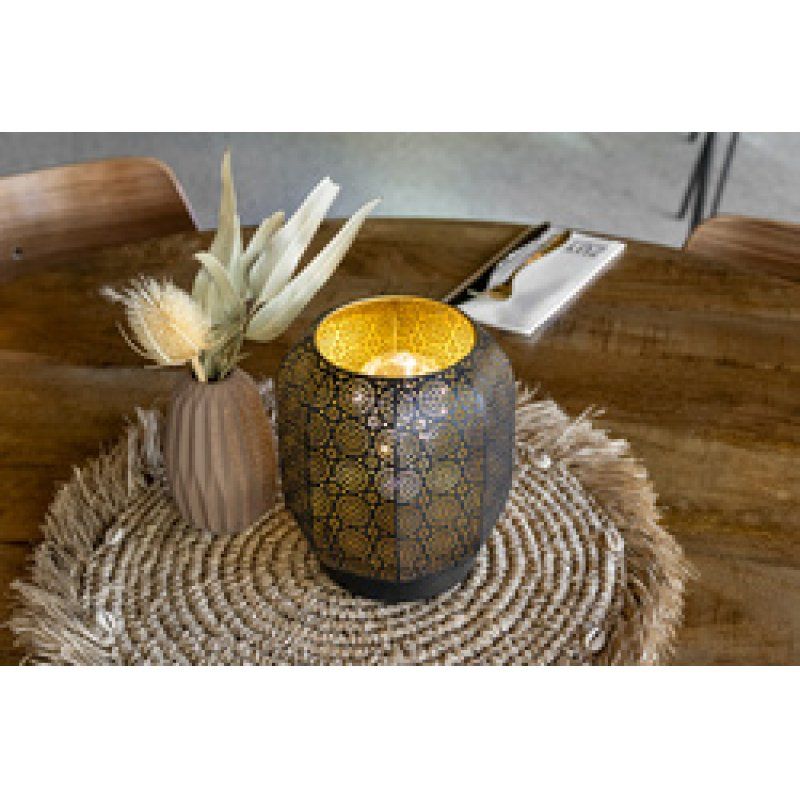 Securit Lampe de table à LED rechargeable MARRAKECH, noir/or