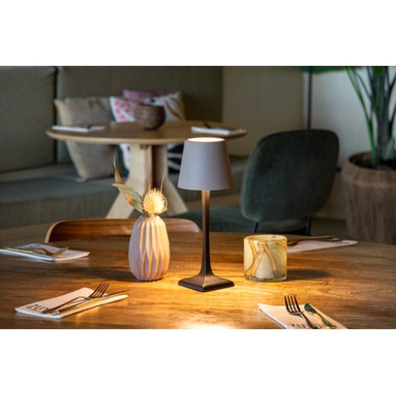 Securit Lampe de table LED rechargeable MILAN, noir/taupe