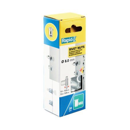 Rapid Écrou à sertir M8, en acier, dans une boîte en carton