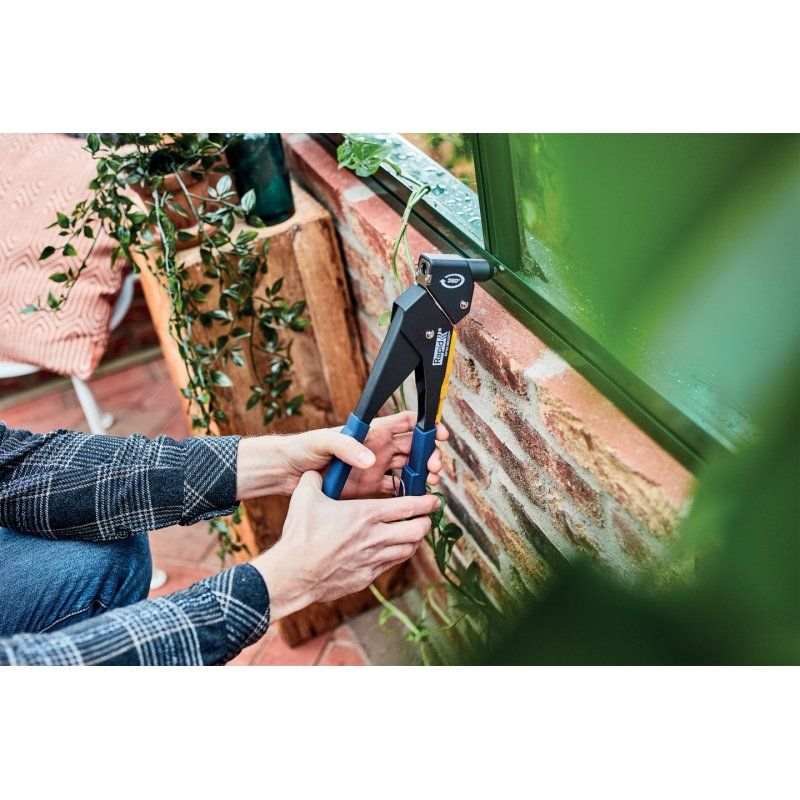 Rapid Pince à riveter RP60 Multi, tête pivotante, bleu/jaune