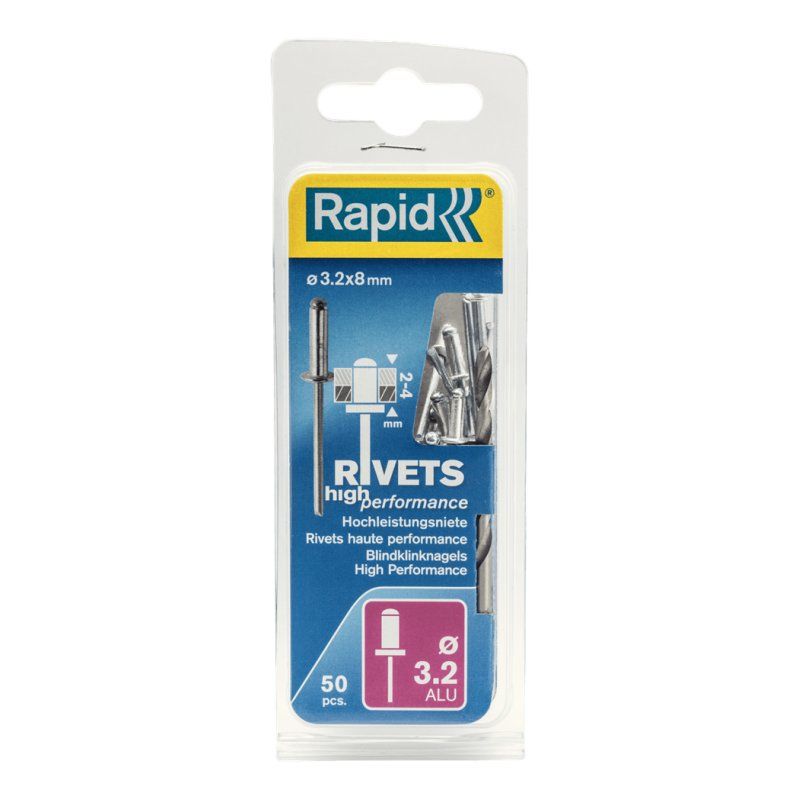 Rapid Rivet aveugle universel, 3,2 x 8 mm, en aluminium