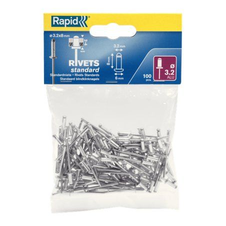 Rapid Rivet aveugle standard, 3,2 x 8 mm, en aluminium